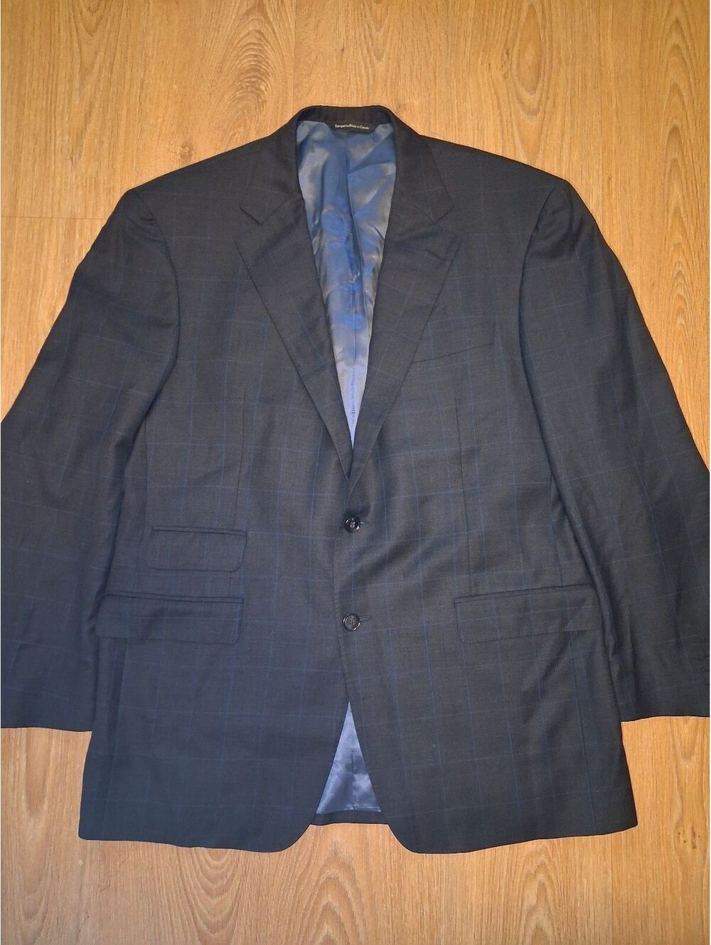 Samuelsohn Sport Coat 42L Gray Windowpane Super 130's Wool